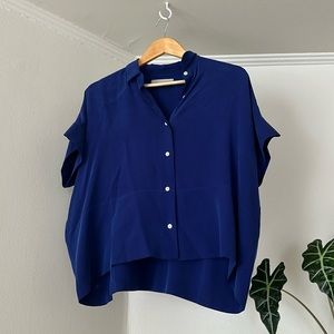 Everlane Blue silk boxy top